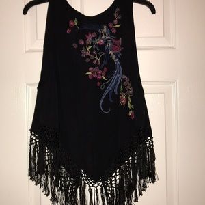 Free People Fringe and Beaded Tank Top (WORN ONCE)